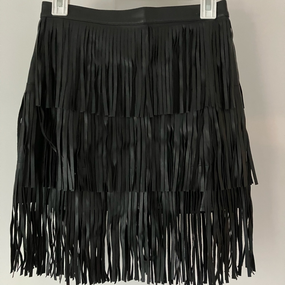 H&M leather fringe skirt in perfect condition.